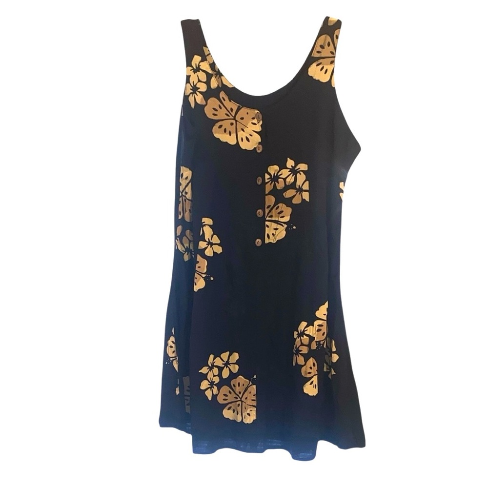 Young Fashion Floral Hawaiian Dress Black and Cream Size Medium